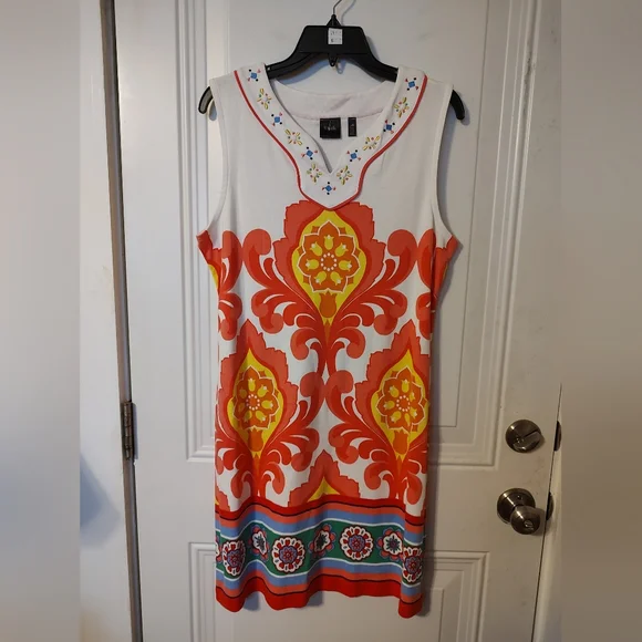 Rafaella White Dress with Orange and Yellow Floral Pattern - Picture 1 of 3